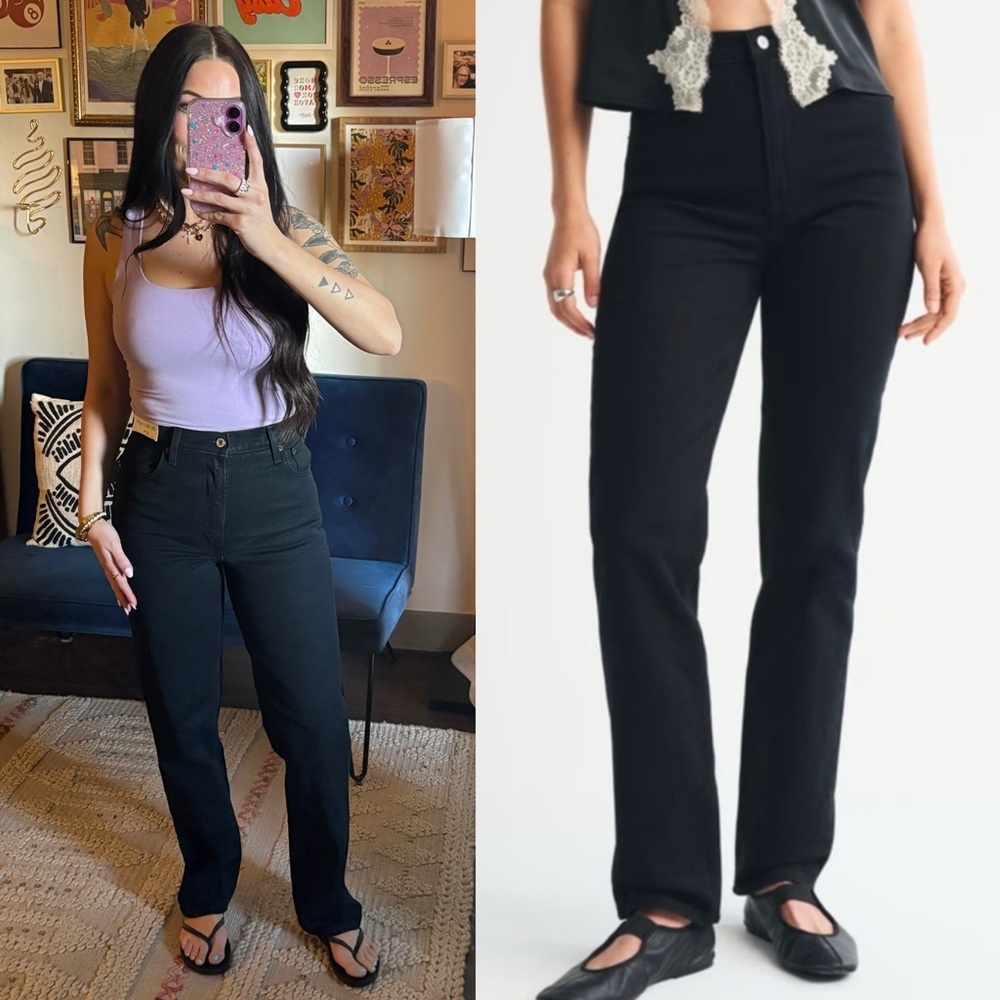 NEW Abercrombie Ultra High Rise 90s Straight Jean black